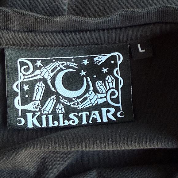 Killstar Shirt Mens Large Black Gothic Occult Border Hem Print Short Sleeve Tee - Picture 5 of 10